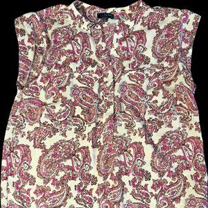 The Limited Paisley Boho Blouse Cream Pink Size M